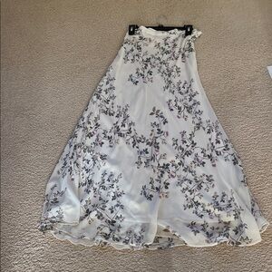 Floral White and Purple creme long skirt